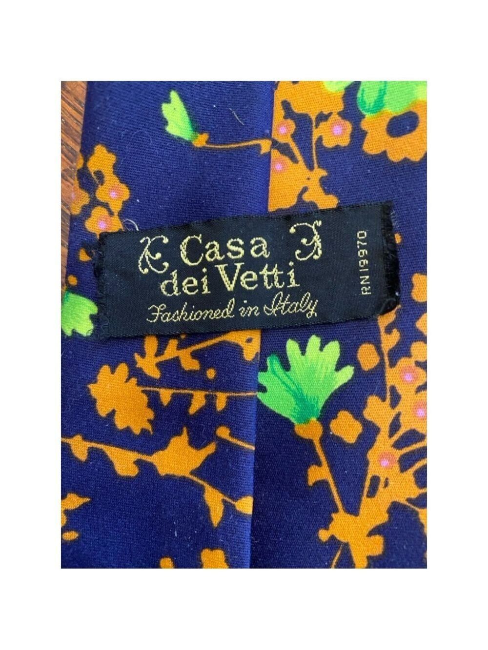 Men's Casa dei Vetri Tie, Floral, Navy, Green - Picture 2 of 3
